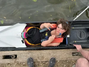Girl in coxes position quad
