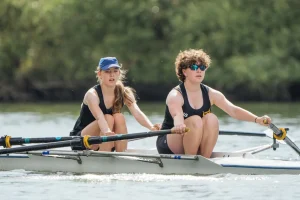 Shiplake Vikings Girls Pair in training on river